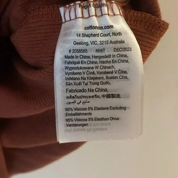 Cotton On Staple Rib Off The Shoulder Sleeve Blouse Top Dark Sepia Pink S NWT - Picture 5 of 7